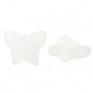 Abalorio de cristal 16mm Mariposa - Blanco lechoso